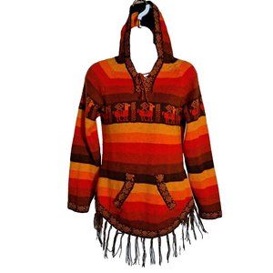 TJCO LOCO Peru ALPACA Sweater HOODIE Sz S - M  UNIQUE COLORFUL STUNNING Like new